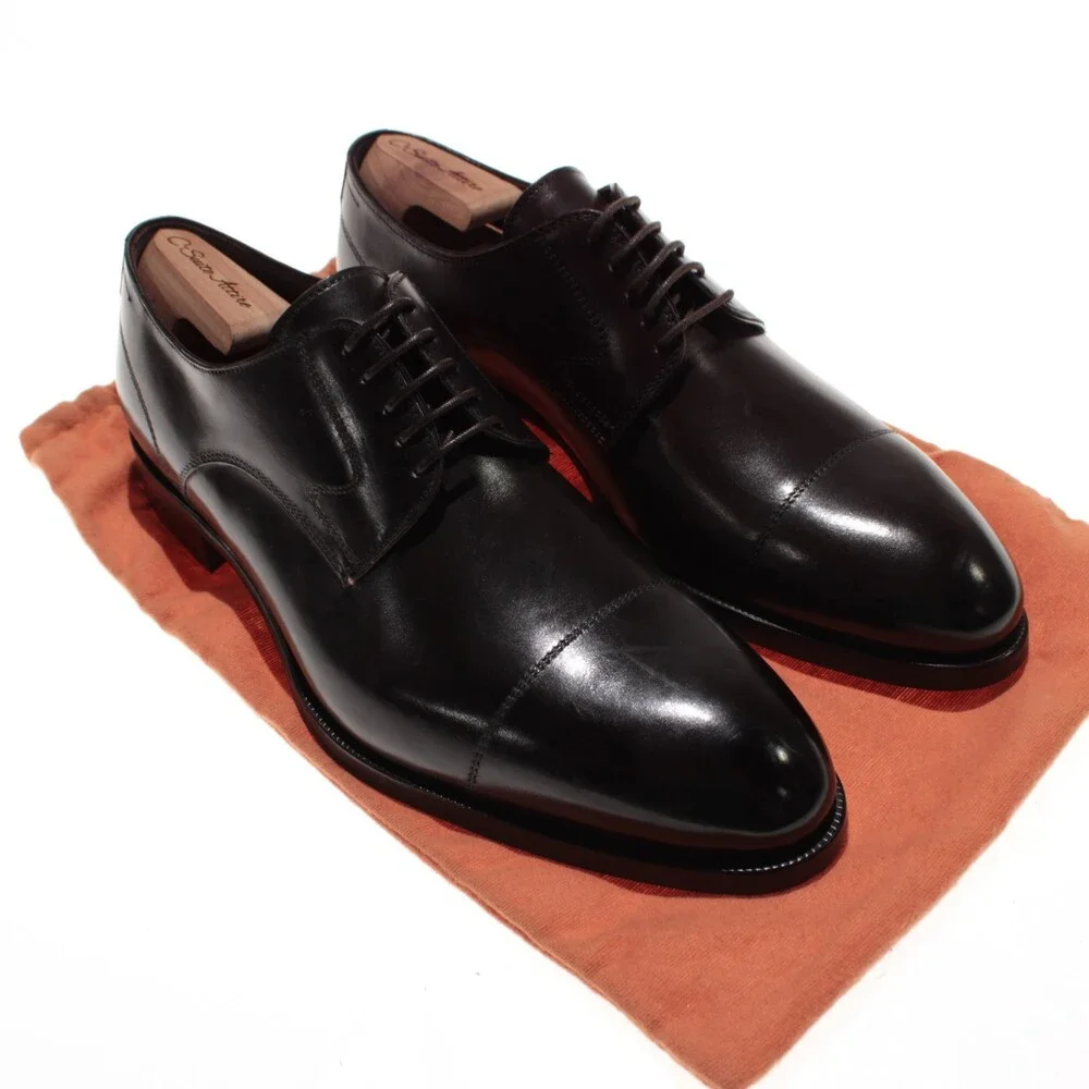 Di Bianco NWD Lace Up Derby Dress Shoes Size 42 (US 9) in Black Leather